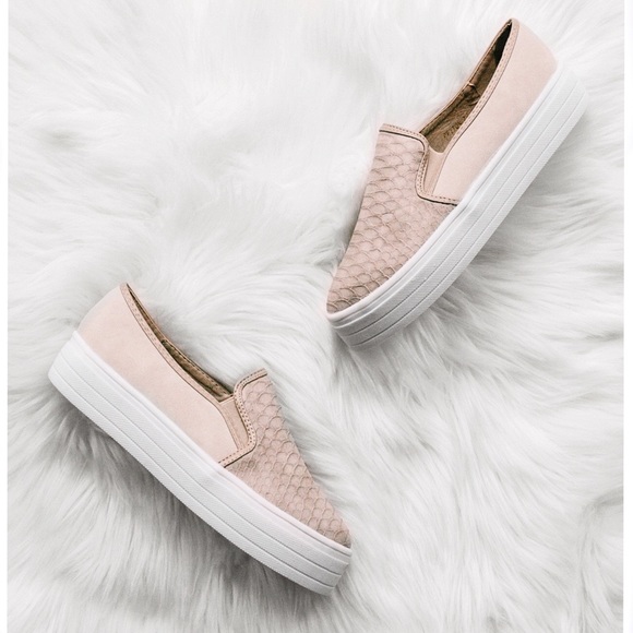 NEW! Suede Snakeskin Flatform Slip-On Sneakers - Picture 2 of 3